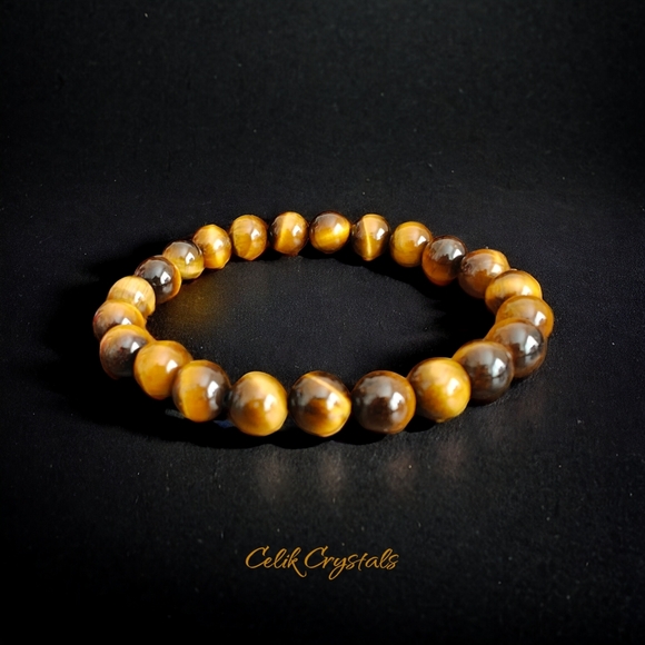 Tiger Eye Bracelet - 8mm Unisex - Picture 2 of 5